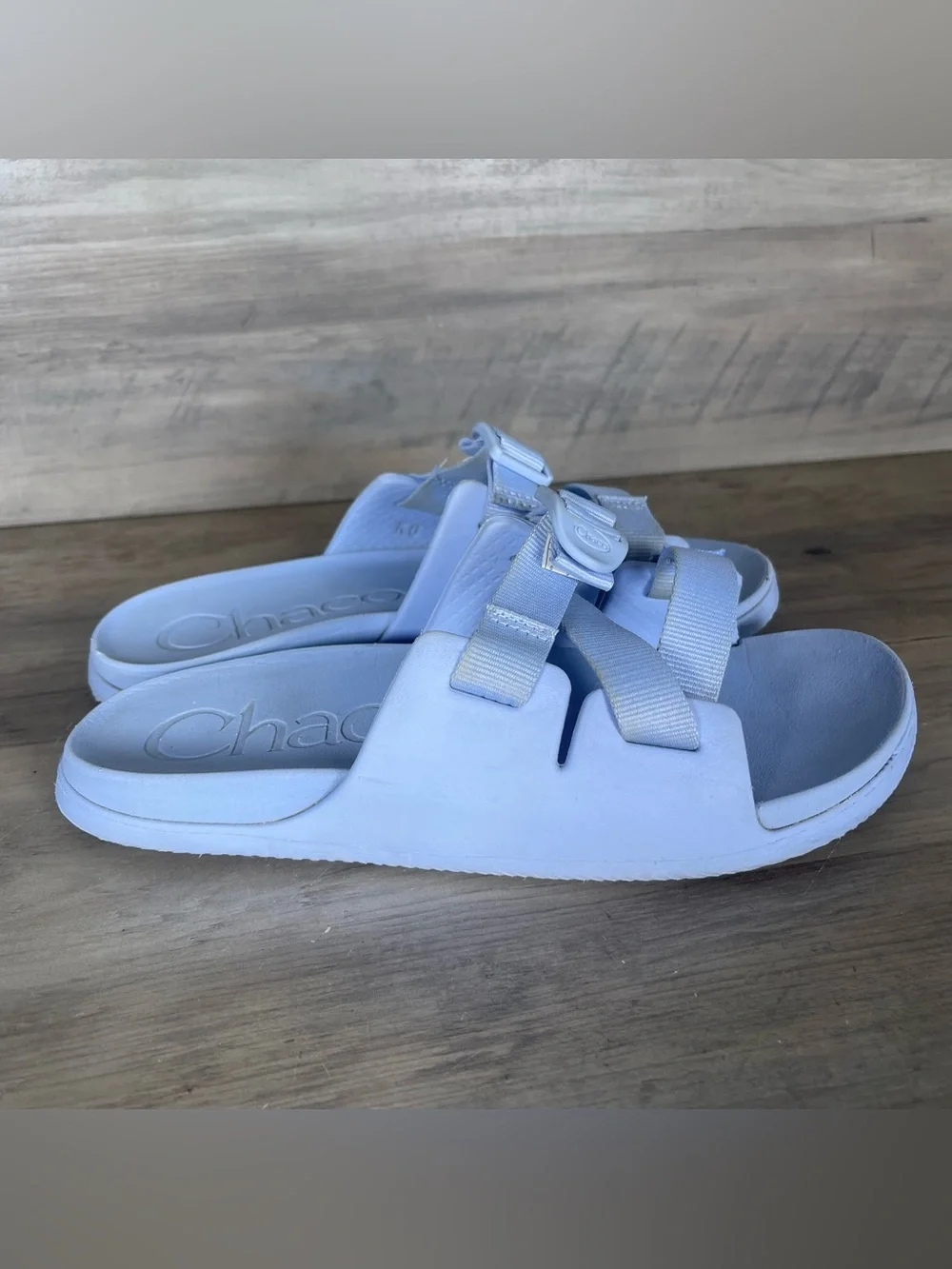 Chaco Chillos Slides Junior 6 Periwinkle Light Blue Slides Slip On Sandals Beach
